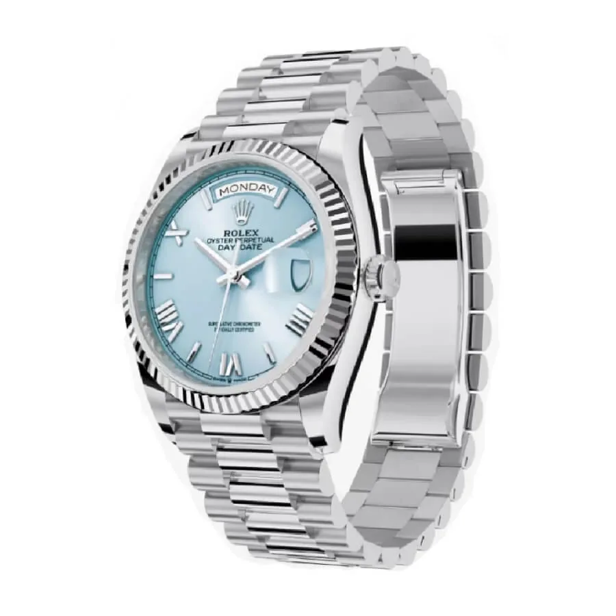 Rolex Day-Date 228236 “Ice Blue Grooved” Super Clone Quality — detail 2