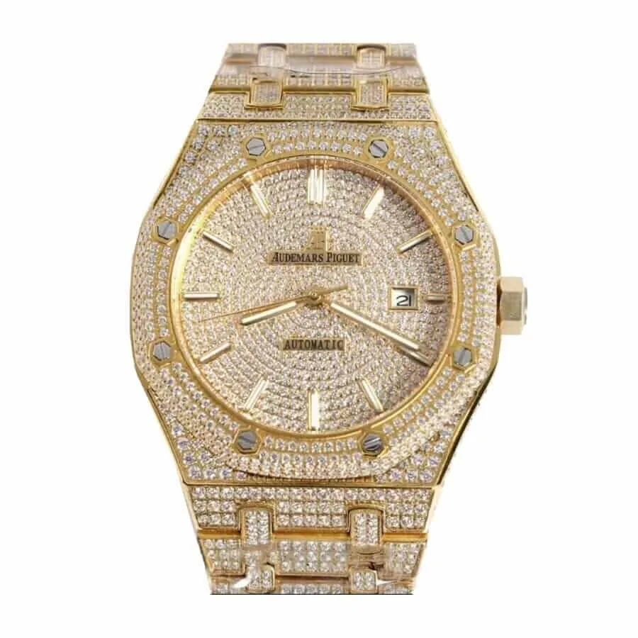 Audemars Piguet Royal Oak 15400SR.OO.1220SR.01 “Fully Iced Out” Elite Clone Edition