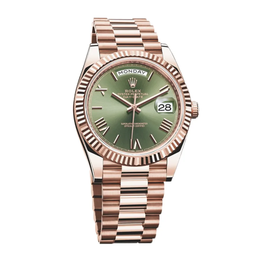 Rolex Day-Date 228235 “Everose Green Roman Dial” True to Original Copy — detail 2