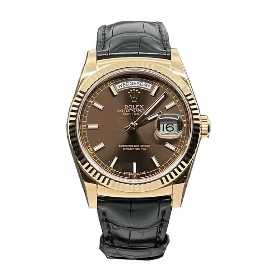 Rolex Day-Date 128238 “Black Leather” Super Accurate Clone